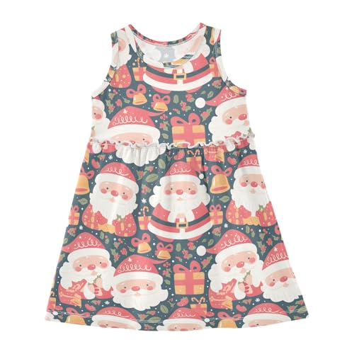 KLL Cute Santa and Ho Ho Ho Girl A-Line Dress Fashion Jumper Skirt Summer Round Neck