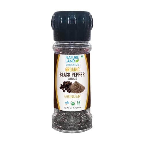 Natureland Organics Black Pepper Whole Grinder 40 gm - Organic Black Pepper Crusher (B097SVM9BF) Amazon Price History, Amazon Price Tracker