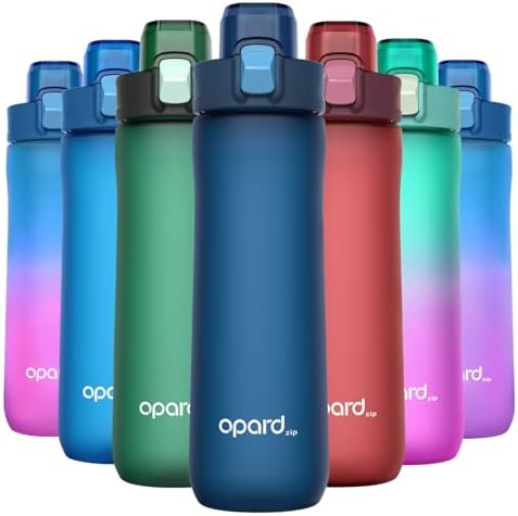 Opard Zip Trinkflasche 600ml, BPA frei Trinkflasche Kinder, Tritan Sportflasche, Water Bottle Spülmaschinenfest, Auslaufsicher Wasserflasche Für Sport, Schule, Kinder, Fitness, Gym
