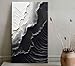 YaSheng Art - Thick Texture Abstract Oil Painting Hand-Painted sea wave Black and White Wall Art Minimalist modern Art Paintings Home Living room Room Dining Room Bedroom Wall Decorative Art Oil Painting 24x48inch