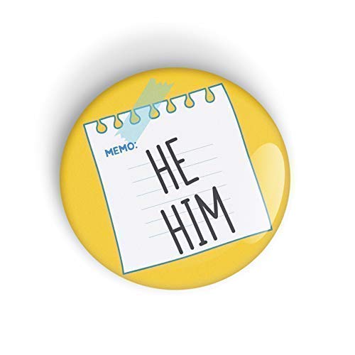 1 x Pronoun He Him His botón de insignia o imán de nevera