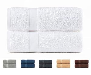Lot de 2 Serviettes de Douche 70x140 cm, 100% Coton 550g/m² Todocama