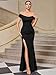 Miusol Women's Elegant Off Shoulder Split Wedding Bridesmaid Maxi Dress (X-Large, Black)