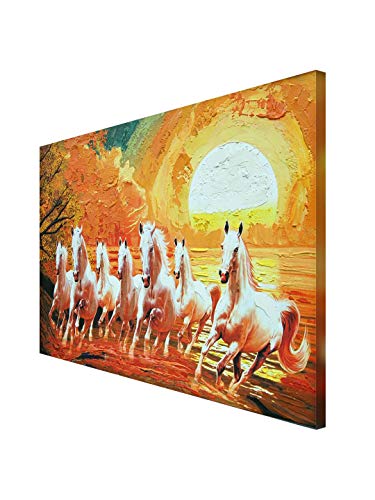 Image of 999STORE Wooden wall painting with frame for bedroom horse photo frames horses hanging home decor big large (Canvas 36X54 Inches Stretched) FLP36540071