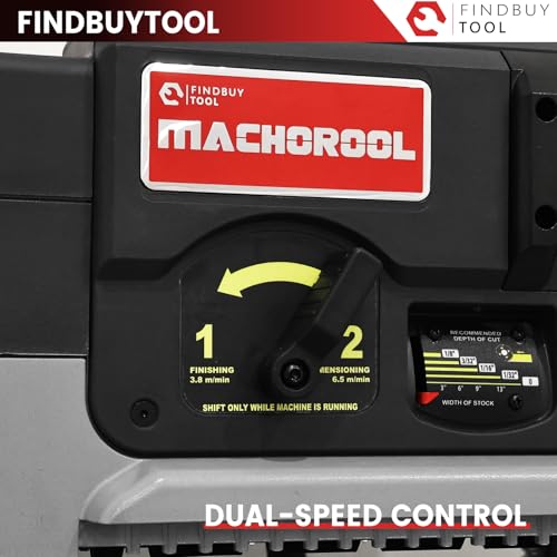 Image of FINDBUYTOOL 13-Inch Thickness Planer with Helical Cutterhead - 2.5HP Motor, 2-Speed (21 /12 FPM), 40 Carbide Inserts, Precision Depth Adjustment, Dust Port, LED Light- Professional Woodworking Tool