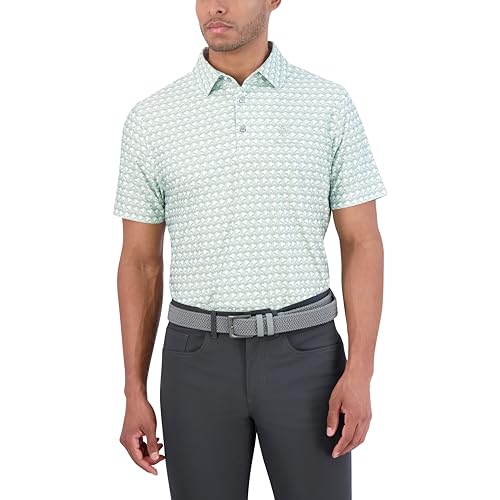 Ben Sherman Camiseta Polo de Manga Corta para Hombre con Estampado Tech Sports Fit, Blanco y Gris., L