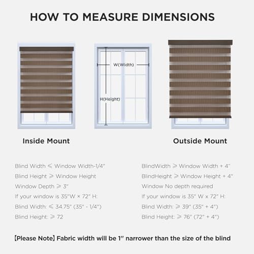 Joydeco Cordless Zebra Blinds for Windows, Dual Layer Light Control Window Blinds with Light-Proof Aluminum Cover, Free-Stop Roller Shades for Home & Office (Coffee,15" W x 48" H)