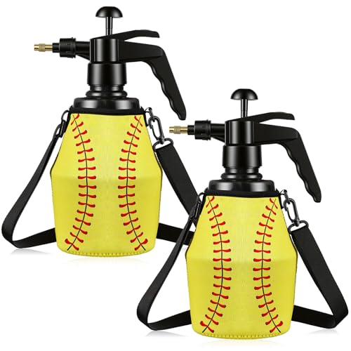Image of Hushee 2 Pcs 1.5 Liter Water Mister for Sports Personal Water Pump with Full Neoprene Jacket and Built in Carrying Strap, Manual Sprayer Lawn Pressure Pump Sprayer for Cooling Gym Garden (Softball)