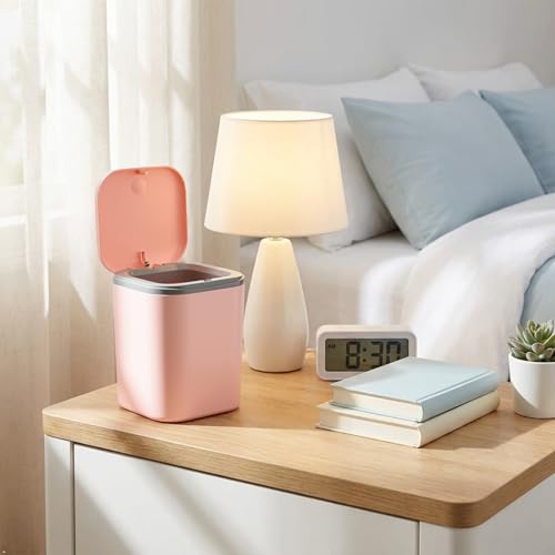Mini bote de basura rectangular plástico rosa 2 litros miniatura 7