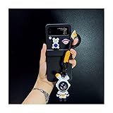 Galaxy Z Flip 4 Case with Strap, Kawaii 3D Cartoon Astronaut Cover Case with Pendant for Z Flip 4 fo
