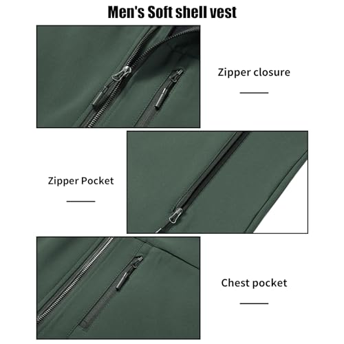 Image of Men's Soft Shell Vest Windproof Outerwear Vest Warm Inner Fleece Vest Waterproof Sleeveless Jacket