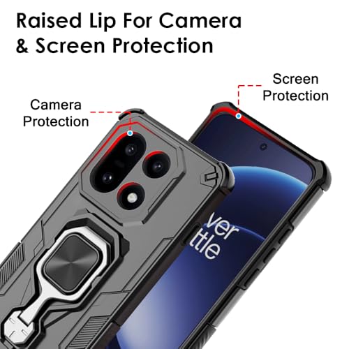 Image of TheGiftKart Tough Armor Bumper Back Case Cover for OnePlus 15 5G | Ring Holder & Kickstand in-Built | 360 Degree Protection Back Case Cover for OnePlus 15 5G (PC & TPU, Black)