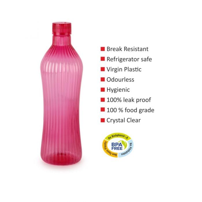 Image of CELLO Oasis Water Bottles Set of 3 Pcs For Daily Use, 1000ml Each Multicolor | Stylish & Unbreakable BPA-Free Leakproof Spill Proof Fridge Safe Pet Water Bottle For School, Office, Kitchen & Travel