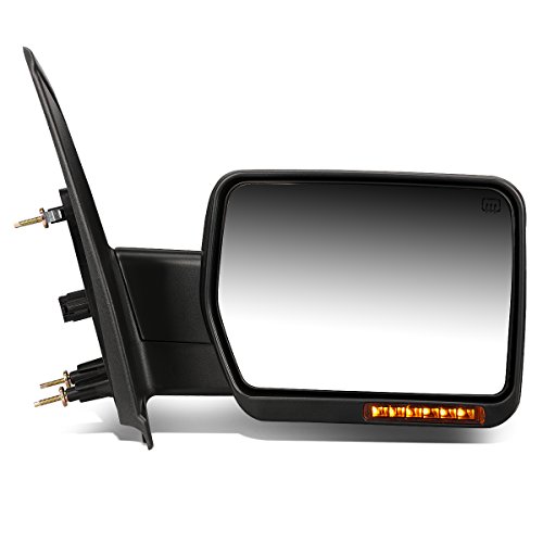 Passenger Right Side Rear View Mirror - Manual Folding | Power Adjustment | Heated Glass | Amber LED Turn Signal | Puddle Light - Compatible with Ford F-150 04-14, Texture Black