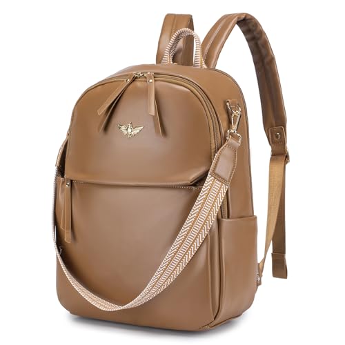BAGZY Rucksack Damen Laptop Rucksack 14 Zoll Reiserucksack PU Leder Rucksack Wasserdicht Damen Rucksäcke Büchertasche Tagesrucksack für Kabine/Hochschule/Büro