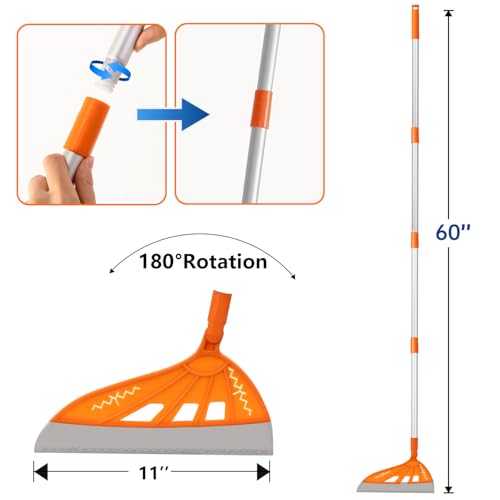 Image of Multifunction Magic Rubber Air Broom, Replaceable Silicone Floor Squeegee, Sweeper and Scrape 2 in 1 Household Cleaning Squeegee Broom for Floor, Bathroom, Kitchens, Tile, Glass (Orange)