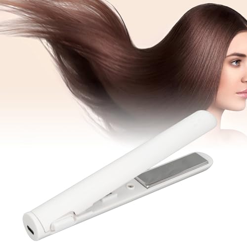 Plancha para el cabello, plancha alisadora portátil con calentamiento uniforme y temperatura constante para flequillo (blanca) miniatura 3