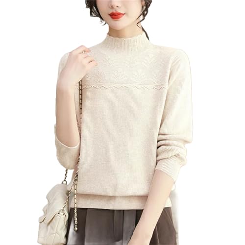 Women's Half High Neck Pullover Sweater Pulls Long Sleeve Clothing Base Knitted Tops