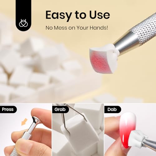 Image of Beetles 150Pcs Soft Nail Sponges for Ombre, White Nail Sponge with Grabbing Pen, Blooming Nails Art Brushes, Gradient Manicure DIY Tools, Professional Accessories Supplies for Home and Salon Use