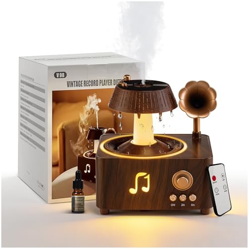 Aromatherapy Diffuser Oil Humidifier with Essential for Home 250ml Rain Ultrasonic Aroma Diffuser. 7 Colors Light Waterless Auto Off with Remote Control for Large Room Office Dark Wood Grain Gifts