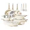 Caannasweis pots and pans set nonstick kitchen cookware sets granite pots and pans cooking pans pots set cream white 21 piece egg pan set  urban country home decor