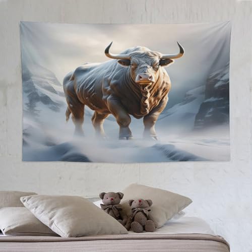 Tapisserie vache animale grand format 150x230 art mural salon