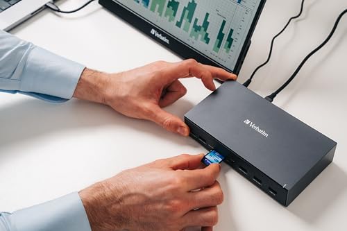 Verbatim USB-C Pro Station d'accueil 17 en 1 Hub multiport vers HDMI 4K et 8K, USB-A et USB-C, PD 100 W, AUX, Lecteur de Cartes, pour Mac/Windows Laptop et Autres