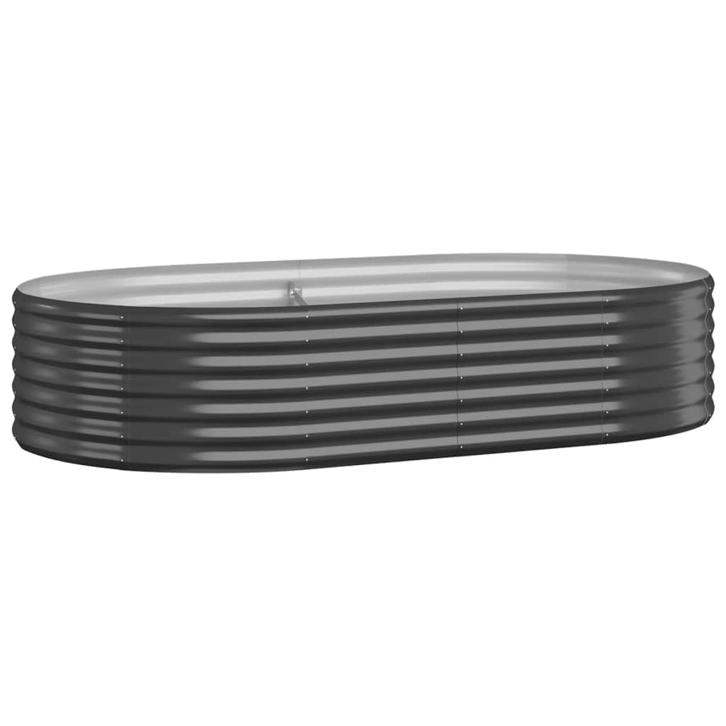 Vidaxl Anthracite Garden Raised Bed - Sturdy Powder-Coated Steel Planter 175X100x36 Cm - Weather-Resistant Oval Pot For Outdoor, Patio, Balcony