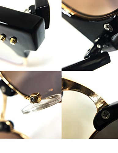 97018L Premium Oversize Cats eye Womens Mens Mirror Funky Flat Sunglasses (CAT EYE, BLACK)3