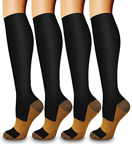 Image of Laite Hebe 4 Pairs-Compression Socks for Women&Men Circulation-Best Support for Nurses,Running,Athletic
