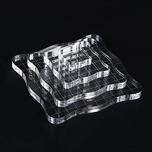 4 Pieces Clear Stamp Blocks, Driew Clear Acrylic Stamping Blocks Tools Set With Grid And Grip Decorative Stamp Blocks For Scrapbooking Crafts, Cards, Schedule Book #TOP4
