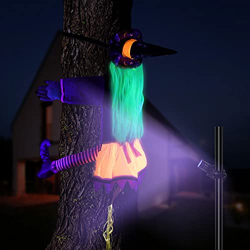 kungfu Mall Crashing Witch Halloween Decorations, Halloween Witch Decoration Large Crashing Witch Into Tree Witch Decor Witch Decorations Luminous Crashed Witch Halloween Hanging Decorations(43.3" H)