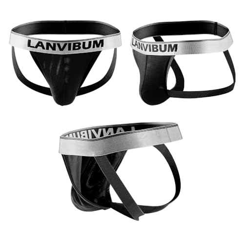 Men's Performance Nylon Jockstrap 3-Pack Breathable Dual-Strap Underwear with Pouch & Moisture-Wicking Mesh2