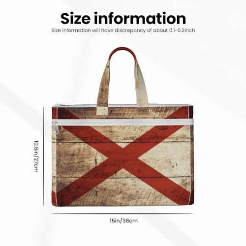 Alabama State Flag On Old Wood Grain Postcard Canvas Document Bag Briefcase For Professionals And Executives4