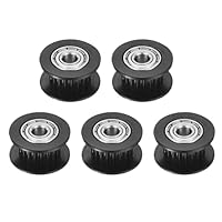 QUARKZMAN 2GT Riemenscheibe 20 Zähne 5mm Bohrung Aluminium-Zahnriemenscheibe für 6mm Breite 20T Zahnriemen für 3D-Drucker, CNC, Umlenkrolle Pulley-5 Stück Schwarz