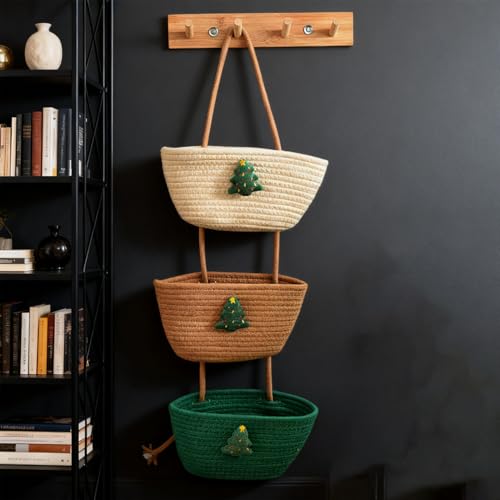 Panier suspendu 3 niveaux coton gain de place maison