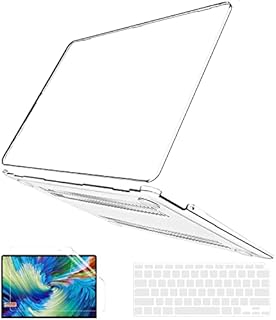 B BELK Compatible with MacBook Air 13 inch Case 2021 2020 2019 2018 M1 A2337 A2179 A1932, Plastic Laptop Hard Shell Case + Keyboard Cover + Screen Protector for Mac Air 13 with Touch ID, Crystal Clear