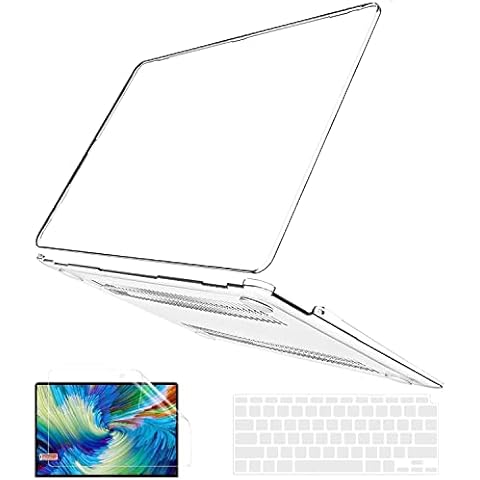B BELK Compatible with MacBook Air 13 inch Case 2021 2020 2019 2018 M1 A2337 A2179 A1932, Plastic Laptop Hard Shell Case + Keyboard Cover + Screen Protector for Mac Air 13 with Touch ID, Crystal Clear Cover