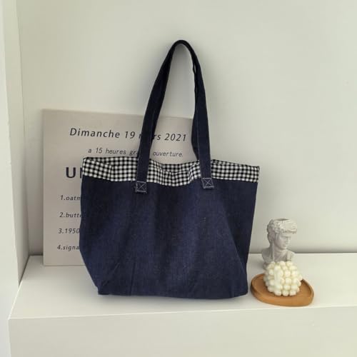 Bolso tote de mezclilla para mujer, negro miniatura 5