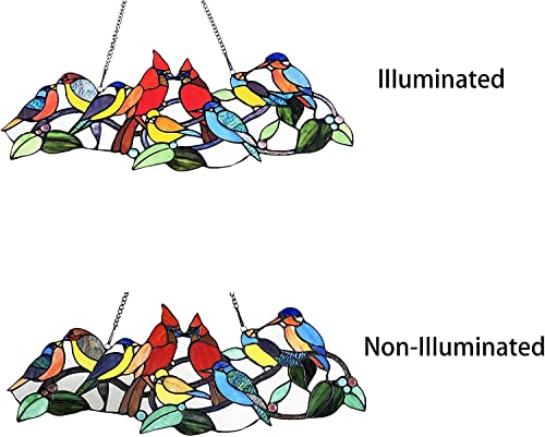 Chloe Lighting Rubina Tiffany-Style Animal 10\" Height Stained Glass Window Panel, Multi-Colored