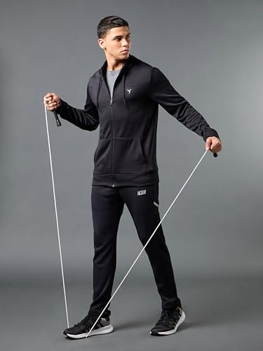 Image of TECHNOSPORT Mens Fleece Slim Fit Solid Regular Fit Hooded Jacket with Techno Warm+, Fast Dry for Winter Use