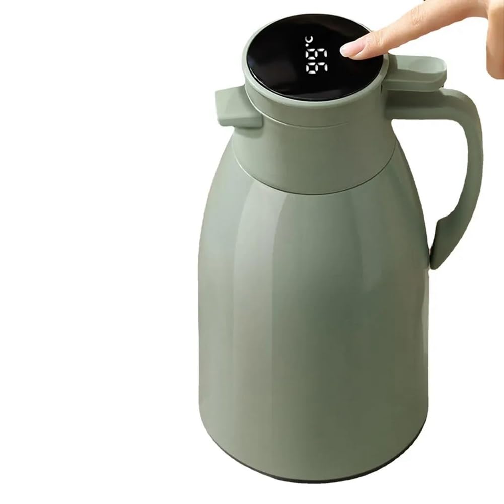 CTRLZS Large Capacity Coffee, Kitchen Thermal Kettle Household Digital Display Glass Liner Vacuum Flasks Water Bottle Blue/2L