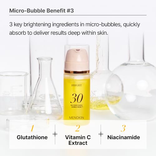 MENOKIN-30-Seconds-Quick-Bubble-Mask-BRIGHT-Vitamin-C-Glutathione-Niacinamide-in-Micro-bubbles-for-Dark-Spots-Uneven-Skin-Tone-Korean-Skin-Care-Essential-70-Uses-321-floz