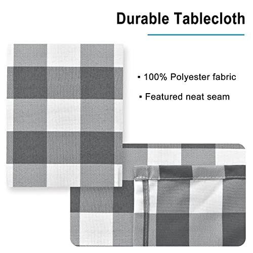 Nappe rectangulaire gingham gris nappe de table imperméable lavable 60x140 pouces - 5