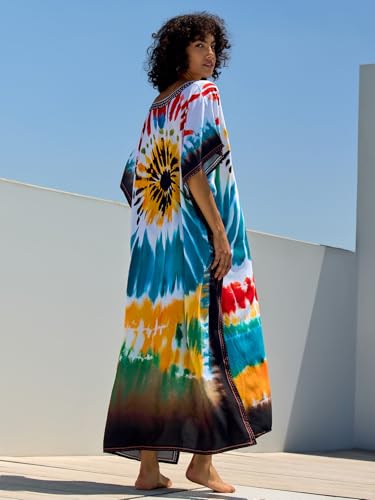 Image of NFVNKJ Women's Plus Size Beach Lounge Kaftan Maxi Dress Swimsuit Coverup for Women