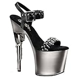 Brandneu von PleaserUSA! PleaserUSA Gogo-Platform-Heels Bondgirl-712 schw. /Zinn Gr.43