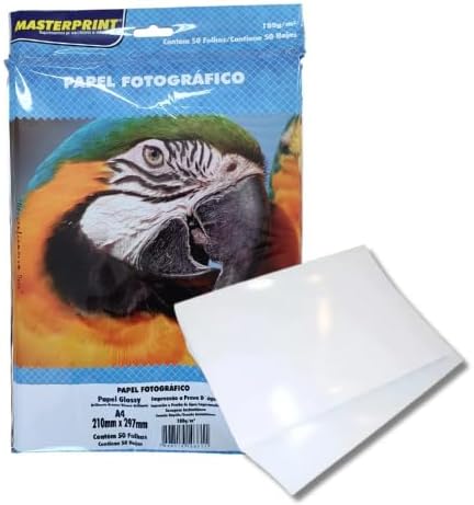 Papel Fotográfico Glossy Brilhante 180g Masterprint A4 Pacote com...