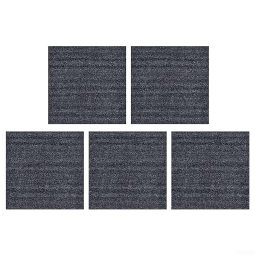 5 Pcs Carpet Tiles, 30 X 30 Cm Flooring Self-Adhesive Commercial Carpet With Non-Slip, Carpet Flooring for Office, Carpet Tiles Heavy Duty Washable Carpet Tiles(Dark grey)