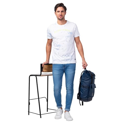Image of Spykar Men's Slim Fit Round Neck Half Sleeve Printed Casual T-Shirt