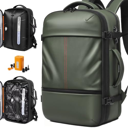 Image of IKYWT 80L Vacuum Seal Travel Backpack with Compression System | Expandable, 5kPa High Power Pump, 17 inch Laptop Compartment, TSA Lock, Water-Resistant